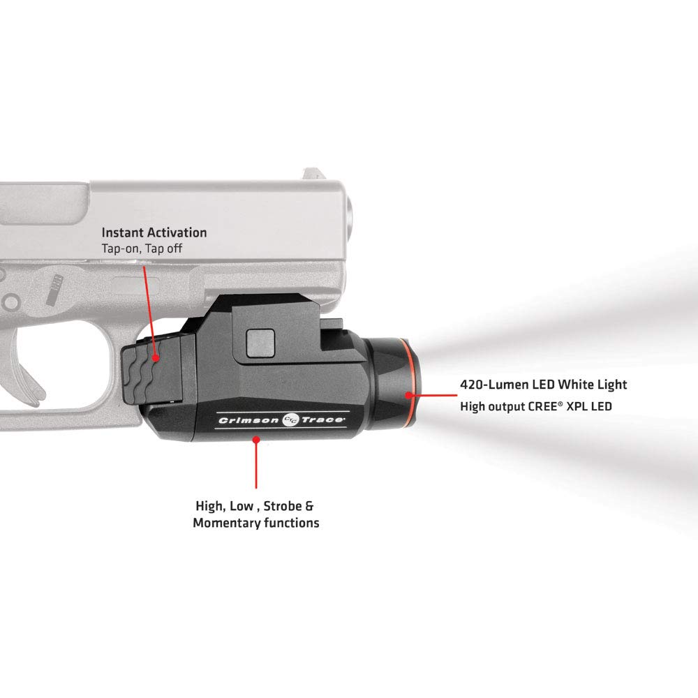 Crimson Trace CMR-208 Universal Rail Master Tactical Light with 2 Mode Flashlight and Instant Activation for Pic Rail Mounts, Shooting, Competition and Range , Black - Image 3