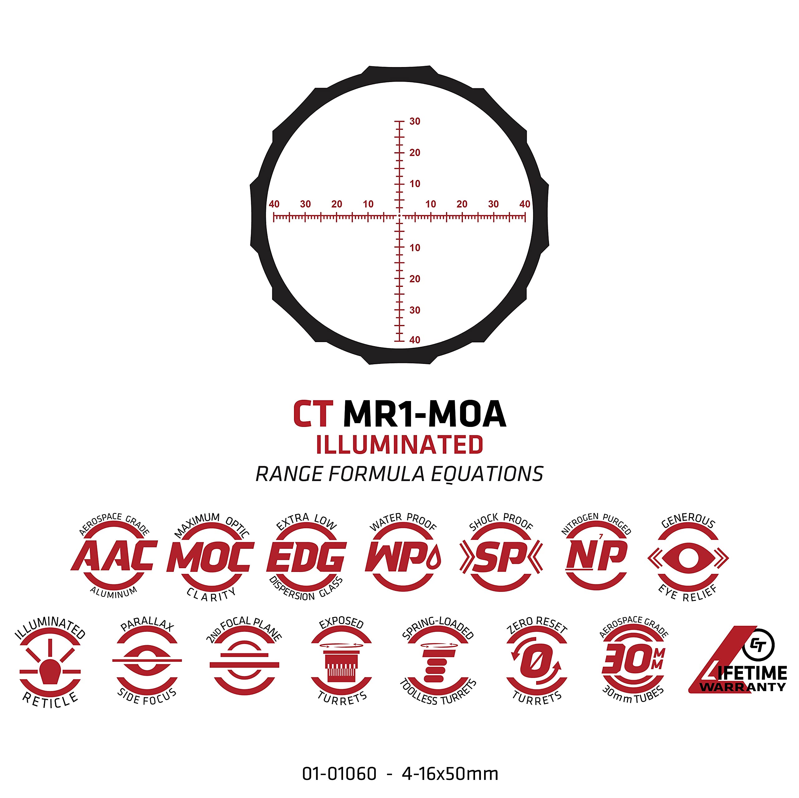 Crimson Trace Hardline Pro 4-16x50mm Riflescope with SFP, Illuminated MR1-MOA Reticle, Zero Stop, Lightweight Solid Construction, Scope Caps and Lens Cloth for Hunting, Shooting and Outdoor - Image 7