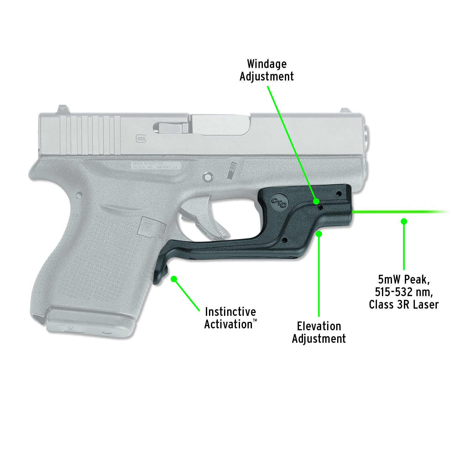 Crimson Trace LG-443 Laserguard Laser Sight for GLOCK 42 & GLOCK 43 - Image 4